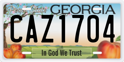 GA license plate CAZ1704