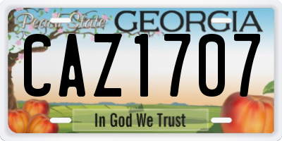GA license plate CAZ1707
