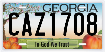 GA license plate CAZ1708