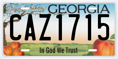 GA license plate CAZ1715