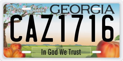 GA license plate CAZ1716