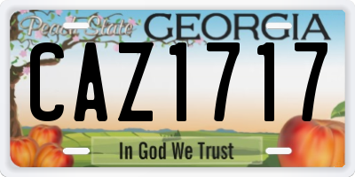 GA license plate CAZ1717