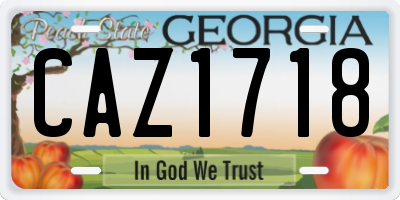 GA license plate CAZ1718