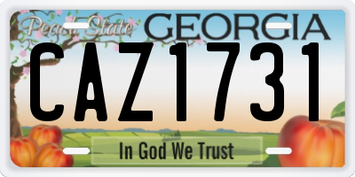 GA license plate CAZ1731