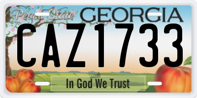 GA license plate CAZ1733