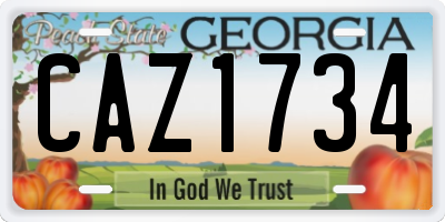 GA license plate CAZ1734