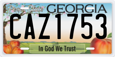 GA license plate CAZ1753