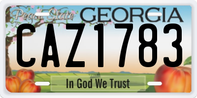 GA license plate CAZ1783