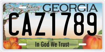 GA license plate CAZ1789