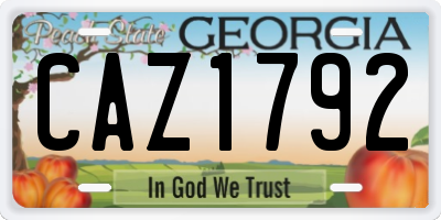 GA license plate CAZ1792