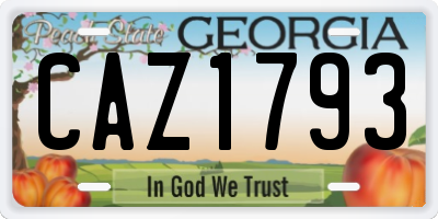GA license plate CAZ1793