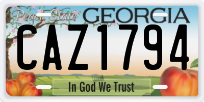 GA license plate CAZ1794