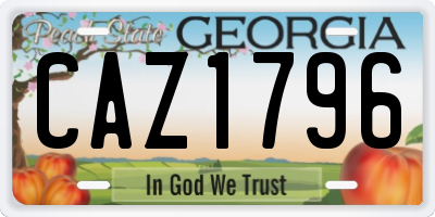 GA license plate CAZ1796