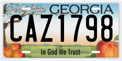 GA license plate CAZ1798