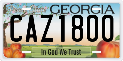 GA license plate CAZ1800