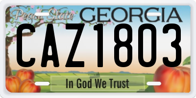 GA license plate CAZ1803