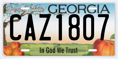 GA license plate CAZ1807