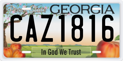 GA license plate CAZ1816