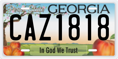 GA license plate CAZ1818