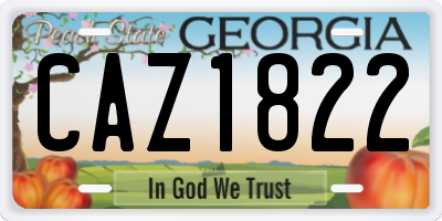 GA license plate CAZ1822