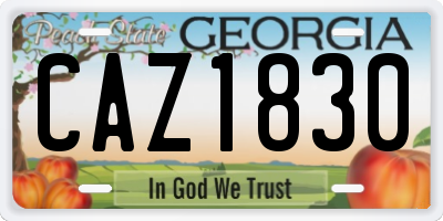 GA license plate CAZ1830