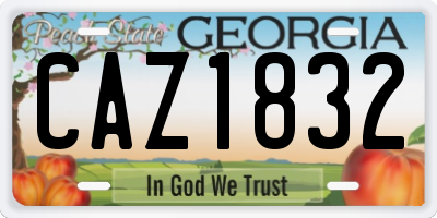 GA license plate CAZ1832