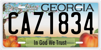 GA license plate CAZ1834