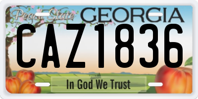 GA license plate CAZ1836