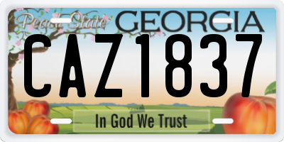 GA license plate CAZ1837