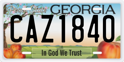 GA license plate CAZ1840