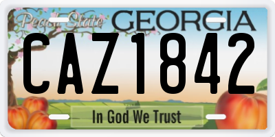 GA license plate CAZ1842