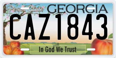 GA license plate CAZ1843