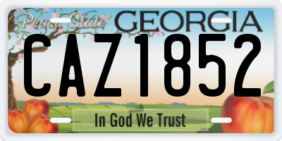 GA license plate CAZ1852