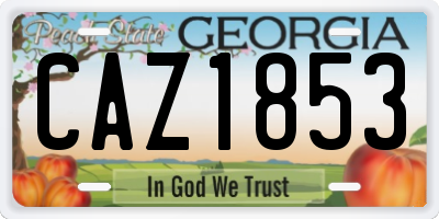 GA license plate CAZ1853