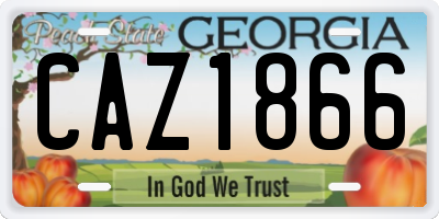 GA license plate CAZ1866