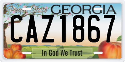 GA license plate CAZ1867