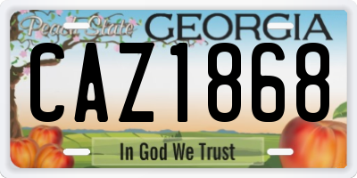 GA license plate CAZ1868