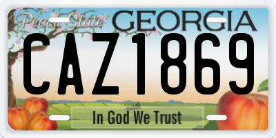 GA license plate CAZ1869