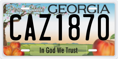 GA license plate CAZ1870