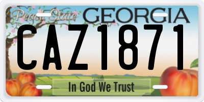 GA license plate CAZ1871