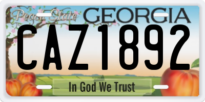 GA license plate CAZ1892