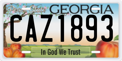 GA license plate CAZ1893