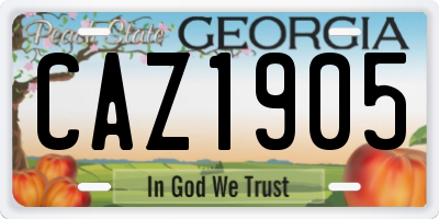 GA license plate CAZ1905