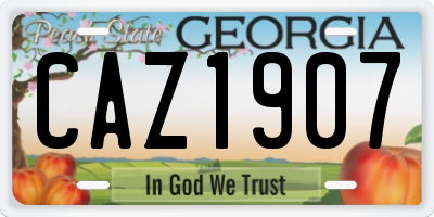 GA license plate CAZ1907