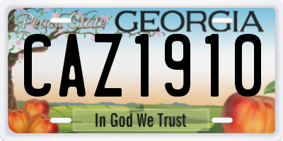 GA license plate CAZ1910