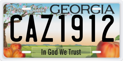 GA license plate CAZ1912