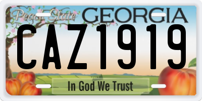 GA license plate CAZ1919