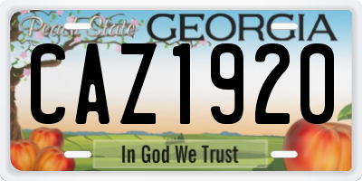 GA license plate CAZ1920