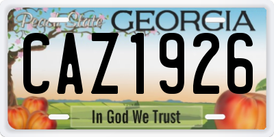 GA license plate CAZ1926