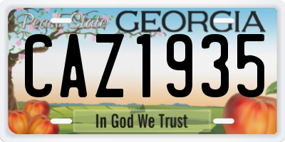 GA license plate CAZ1935